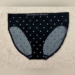 New Victoria's Secret Black Polka Dot Stretch No Show High Leg Panties Large L